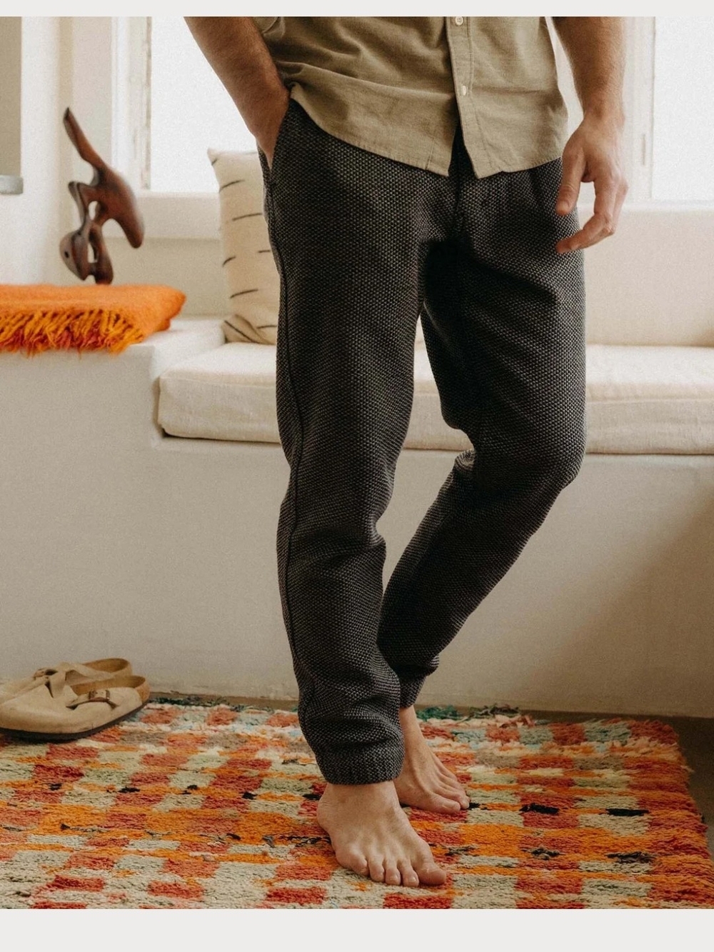 Taylor StitchThe Apres Pant in Charcoal Sashiko Joggers Organic Cotton NWOT